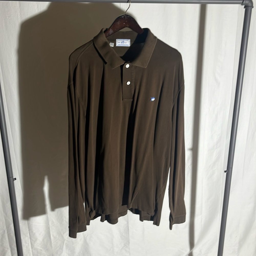 Southern Tide Mens Skipjack Polo Shirt Long Sleeve Brown Size XXL